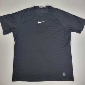 NIKE PRO Dri-Fit Shirt Mens XXL Black Fitted Short Sleeve Athletic Performance